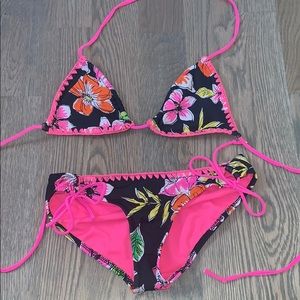 Aeropostale Flower Tie String Bikini Set